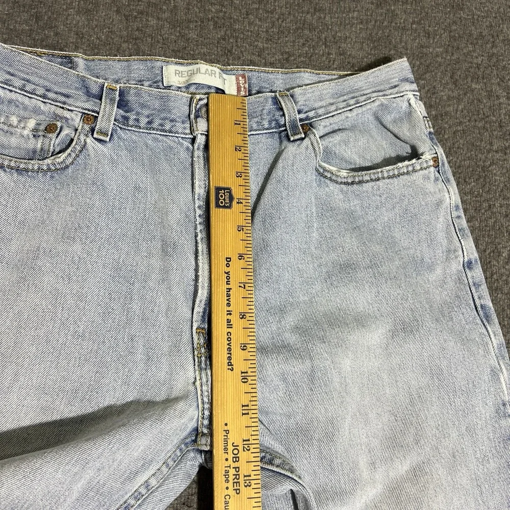 Levi's 505 Jeans Men 34x31 Blue Regular Fit Distressed Light Wash Denim Pants